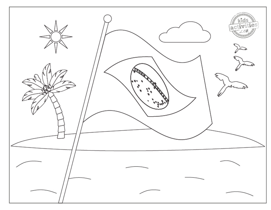 Starry brazil flag coloring pages kids activities blog