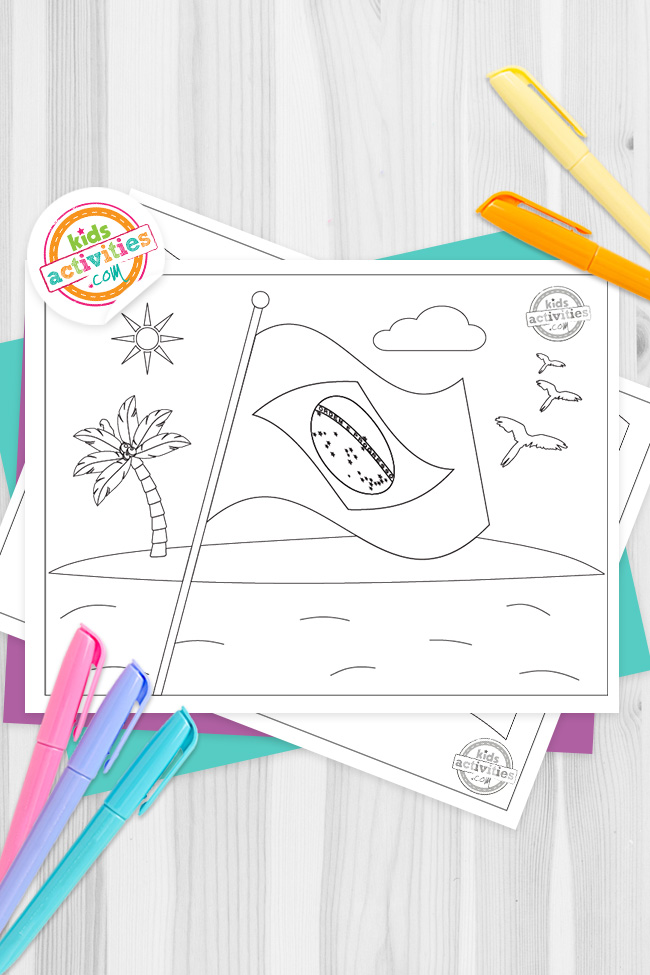 Starry brazil flag coloring pages kids activities blog