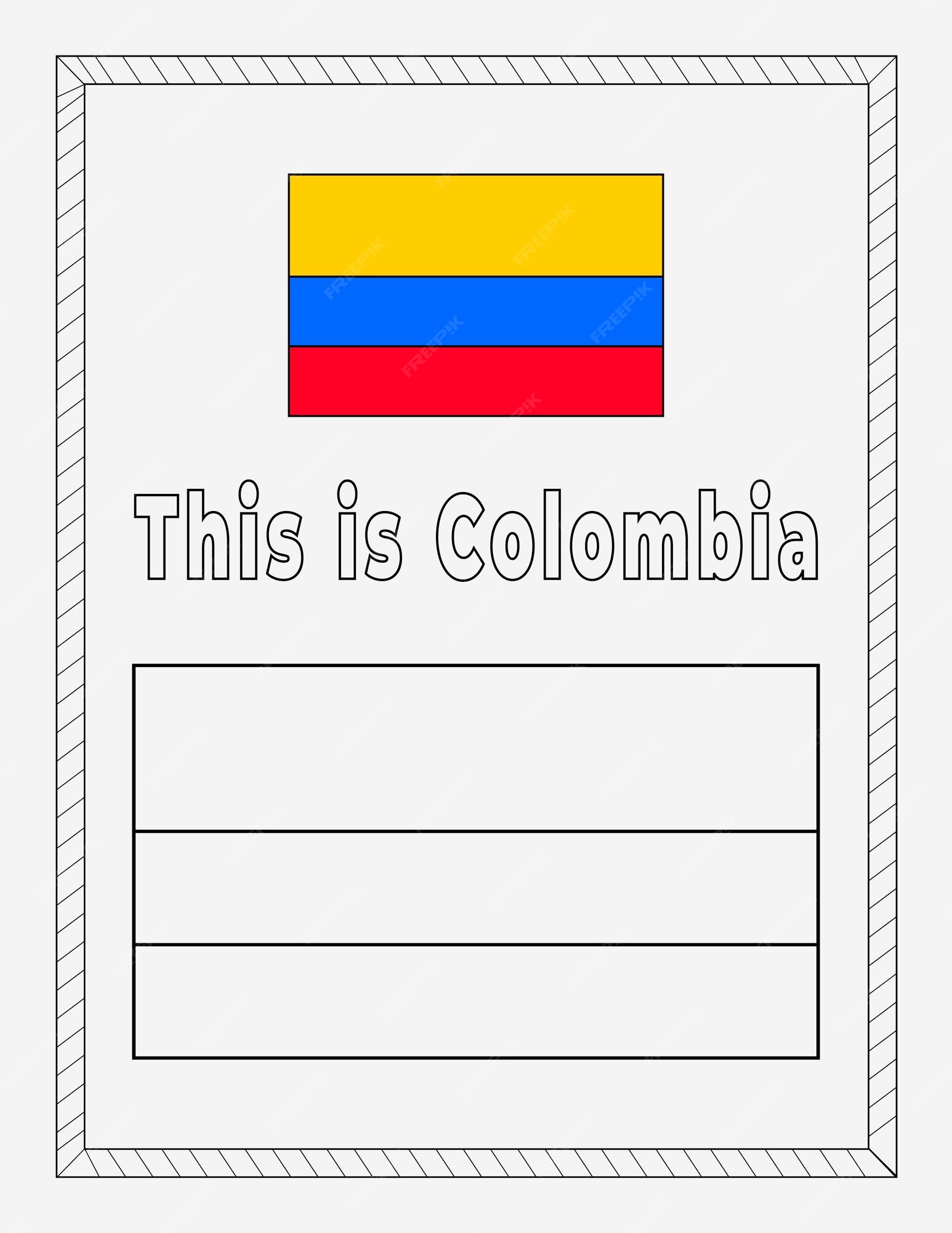 Premium vector colombia national flag coloring page