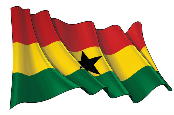 Waving flag of ghana stock illustration