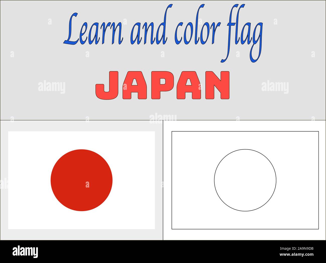 Japan national flag coloring book pages for education and learning original colors and proportion vector illustration from countries set stock vector image art