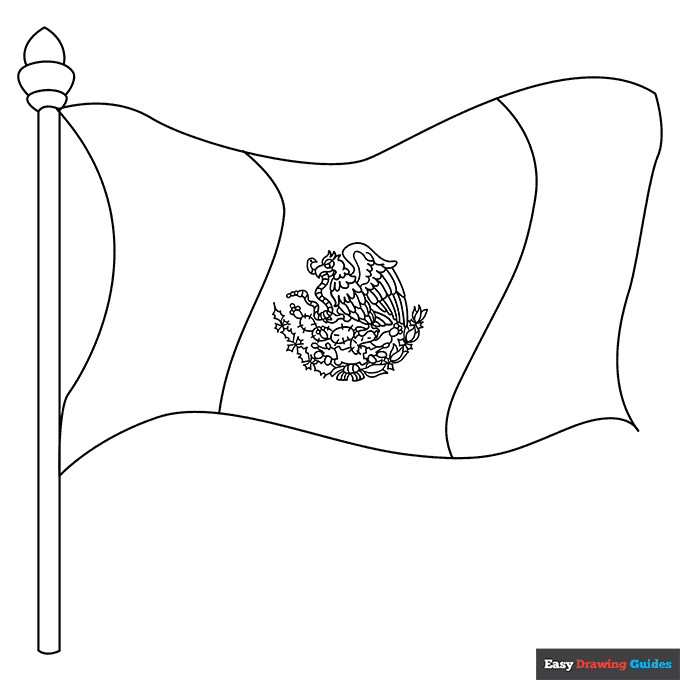 Mexican flag coloring page easy drawing guides