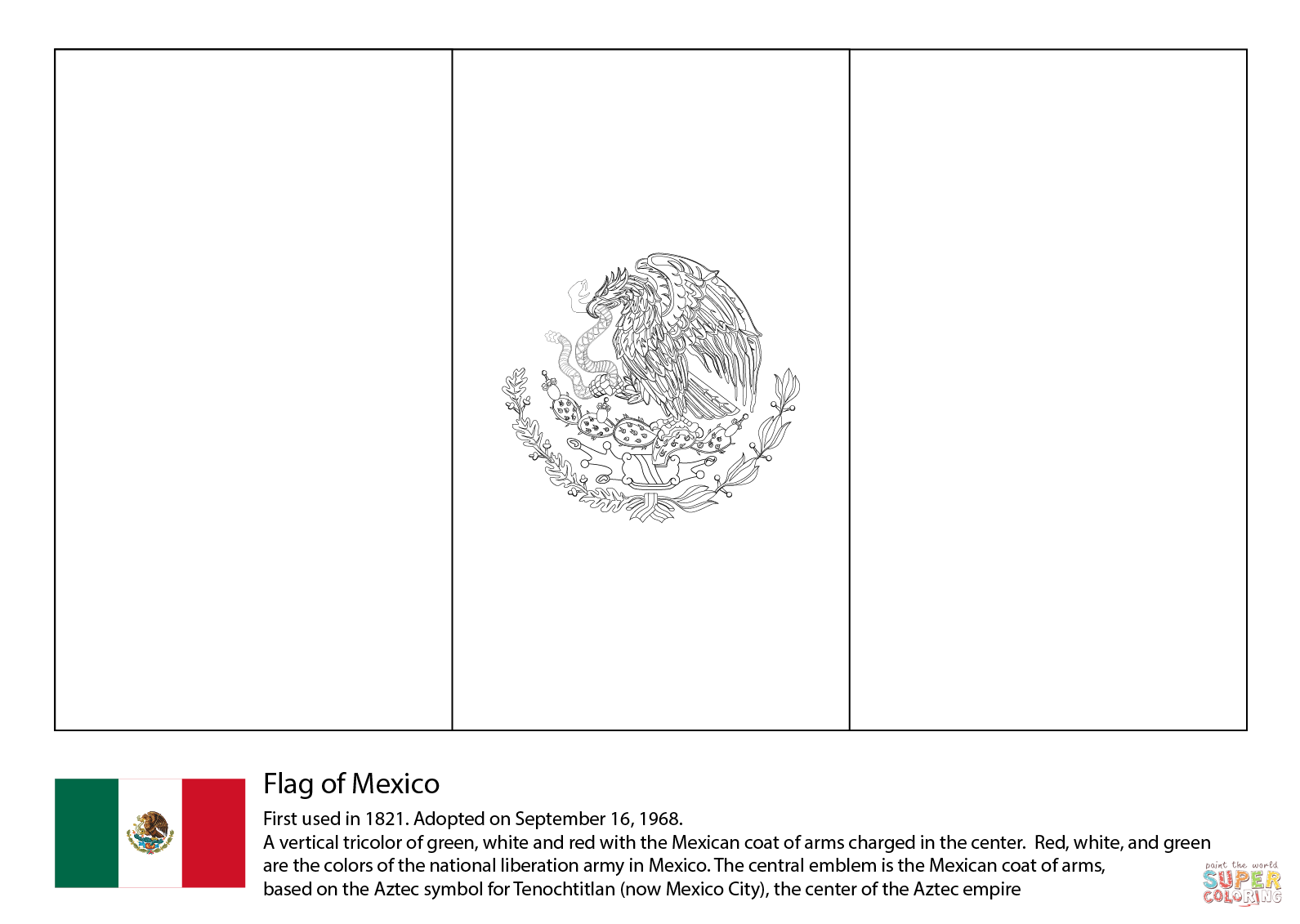 Mexico flag coloring page free printable coloring pages