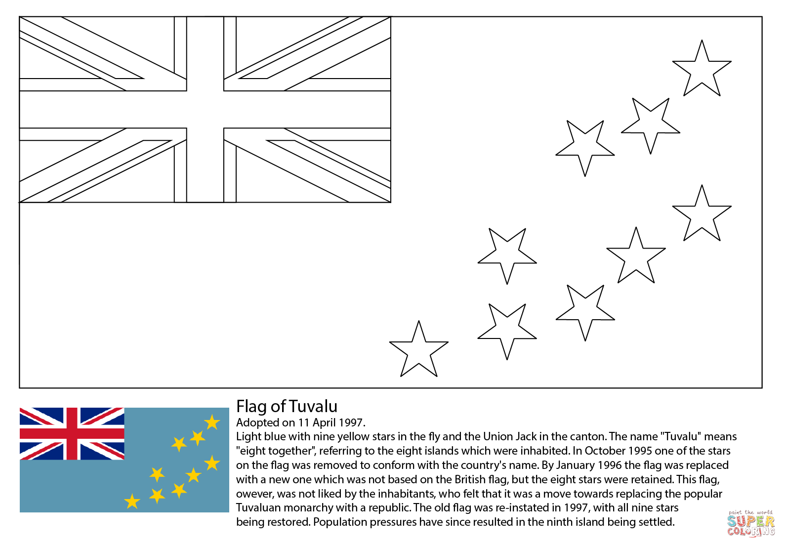 Flag of tuvalu coloring page free printable coloring pages