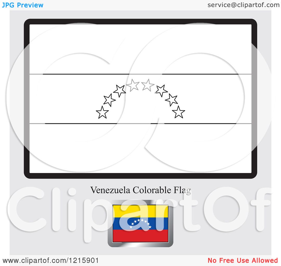 Clipart of a coloring page and sample for a venezuela flag