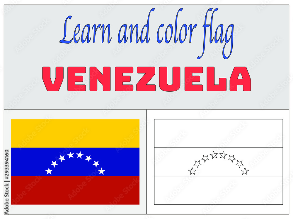 Venezuela national flag coloring book for education and learning original colors and proportion simply vector illustration from countries flag set vector