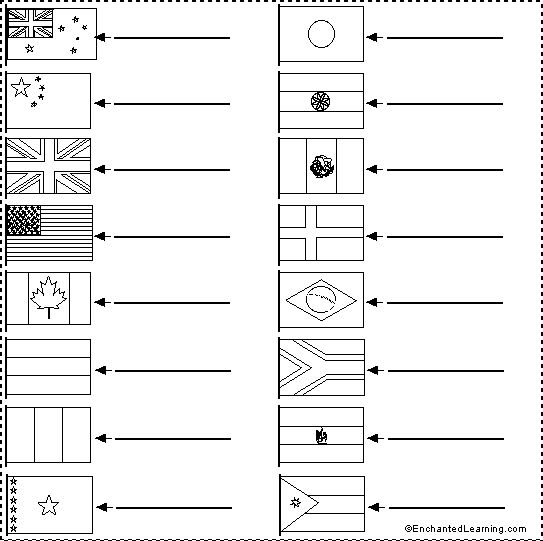 World flags label me printout