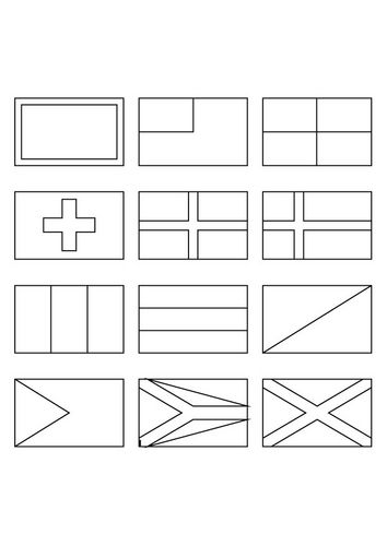 Coloring page national flags