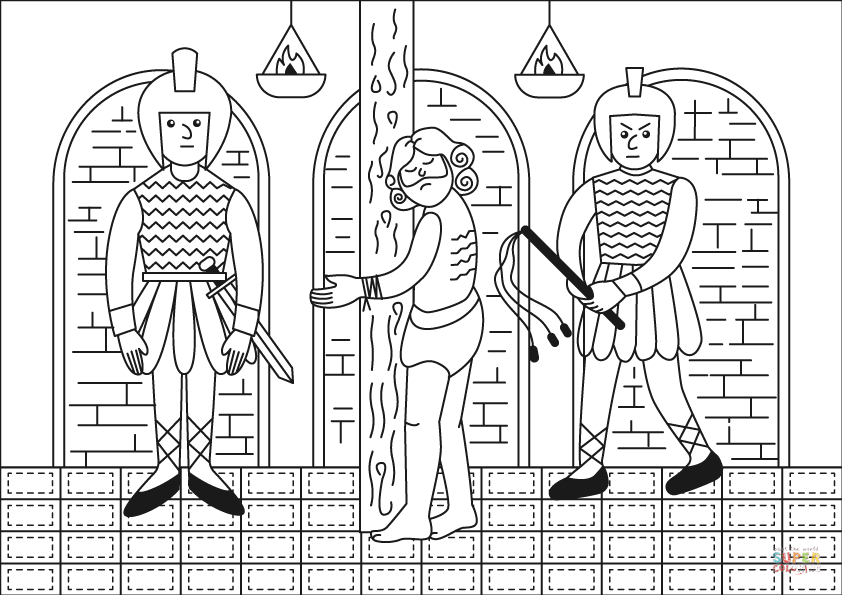 Christ after the flagellation coloring page free printable coloring pages