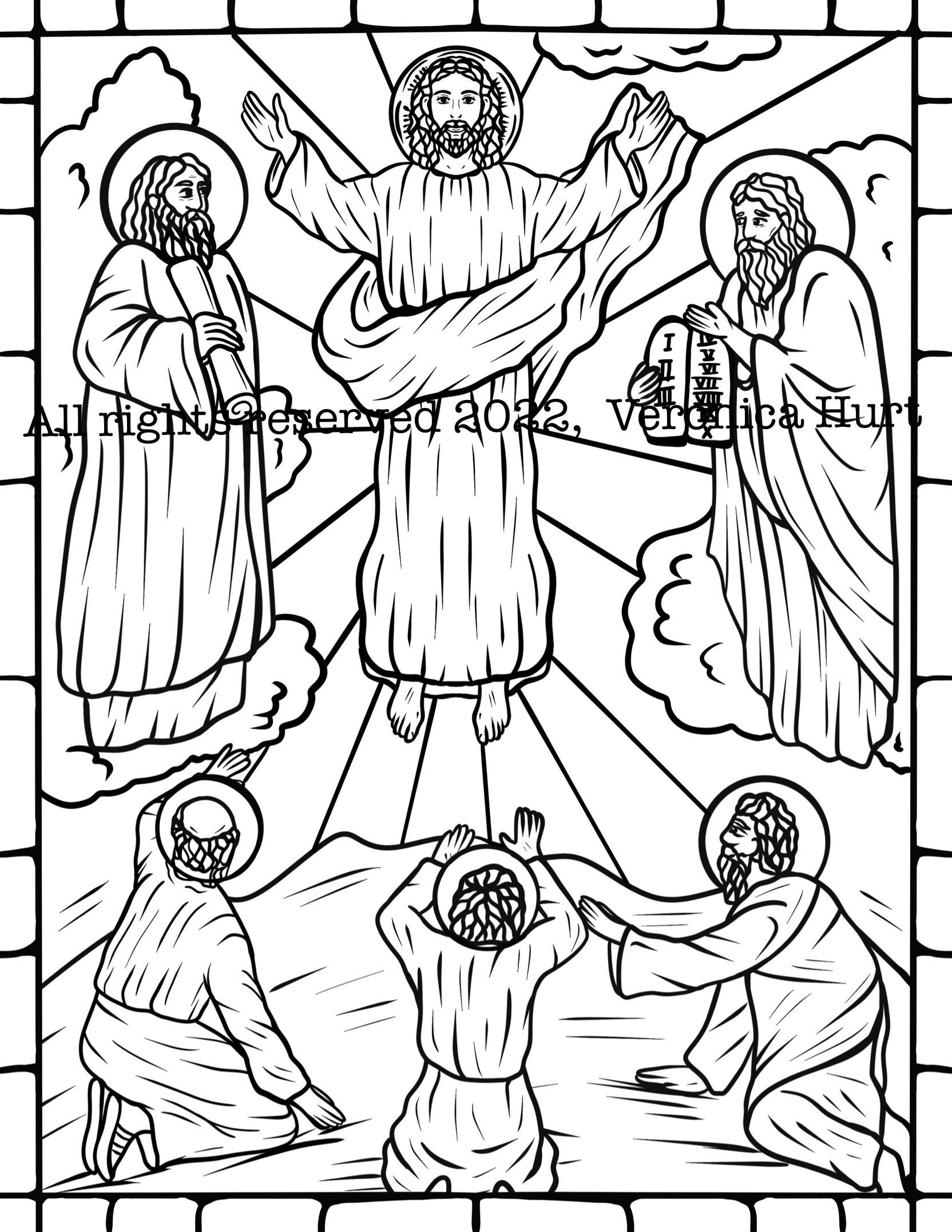 The transfiguration of the lord coloring page for kids and adults