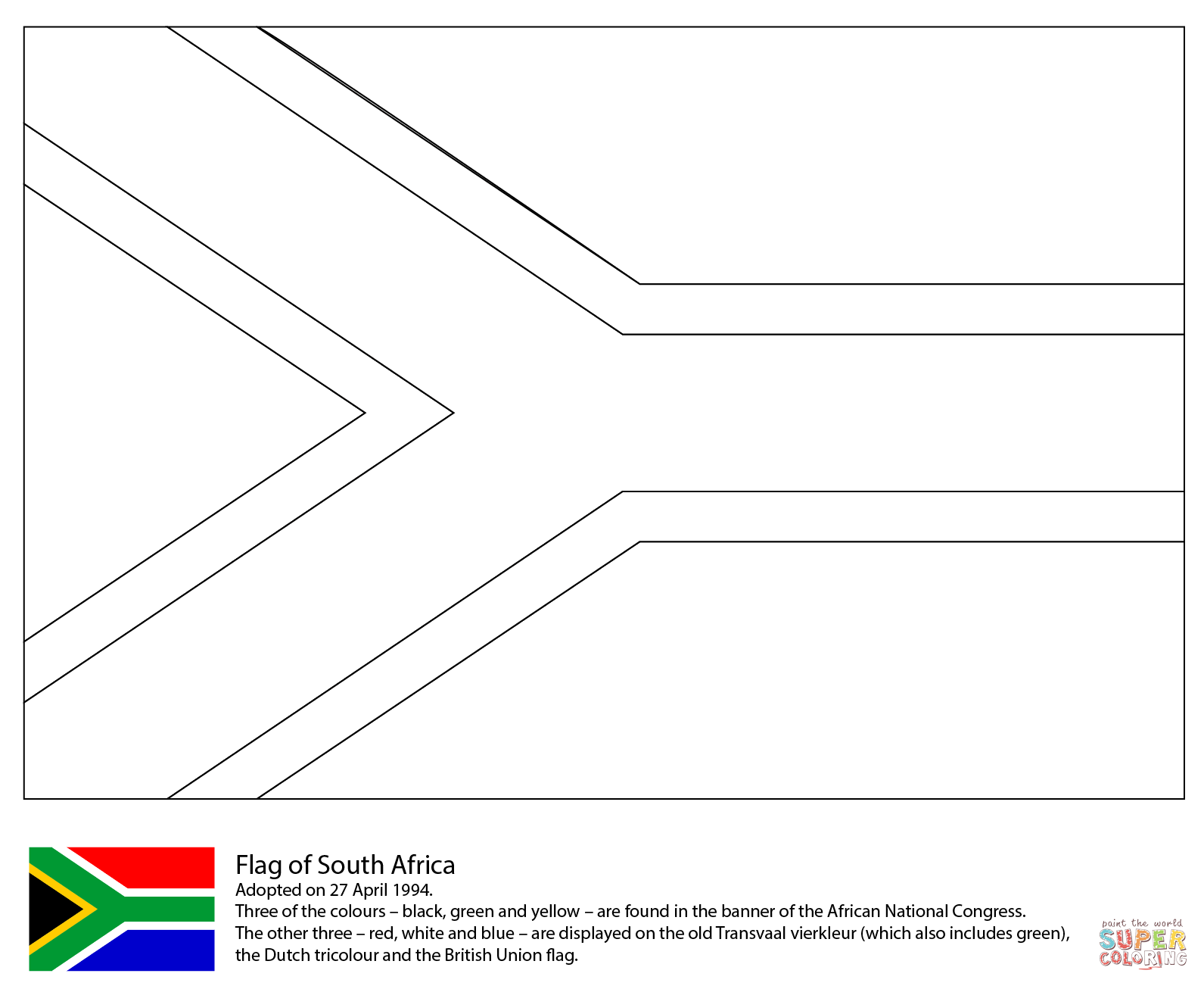 Flag of south africa coloring page free printable coloring pages