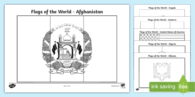 Flags of the world coloring pages resource usa