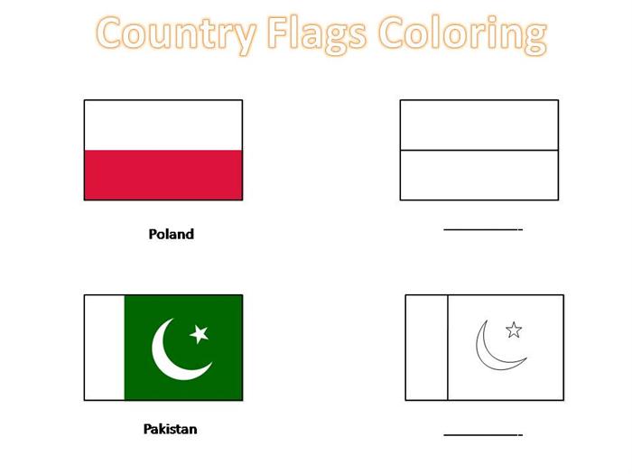 Country flags coloring pages for kids