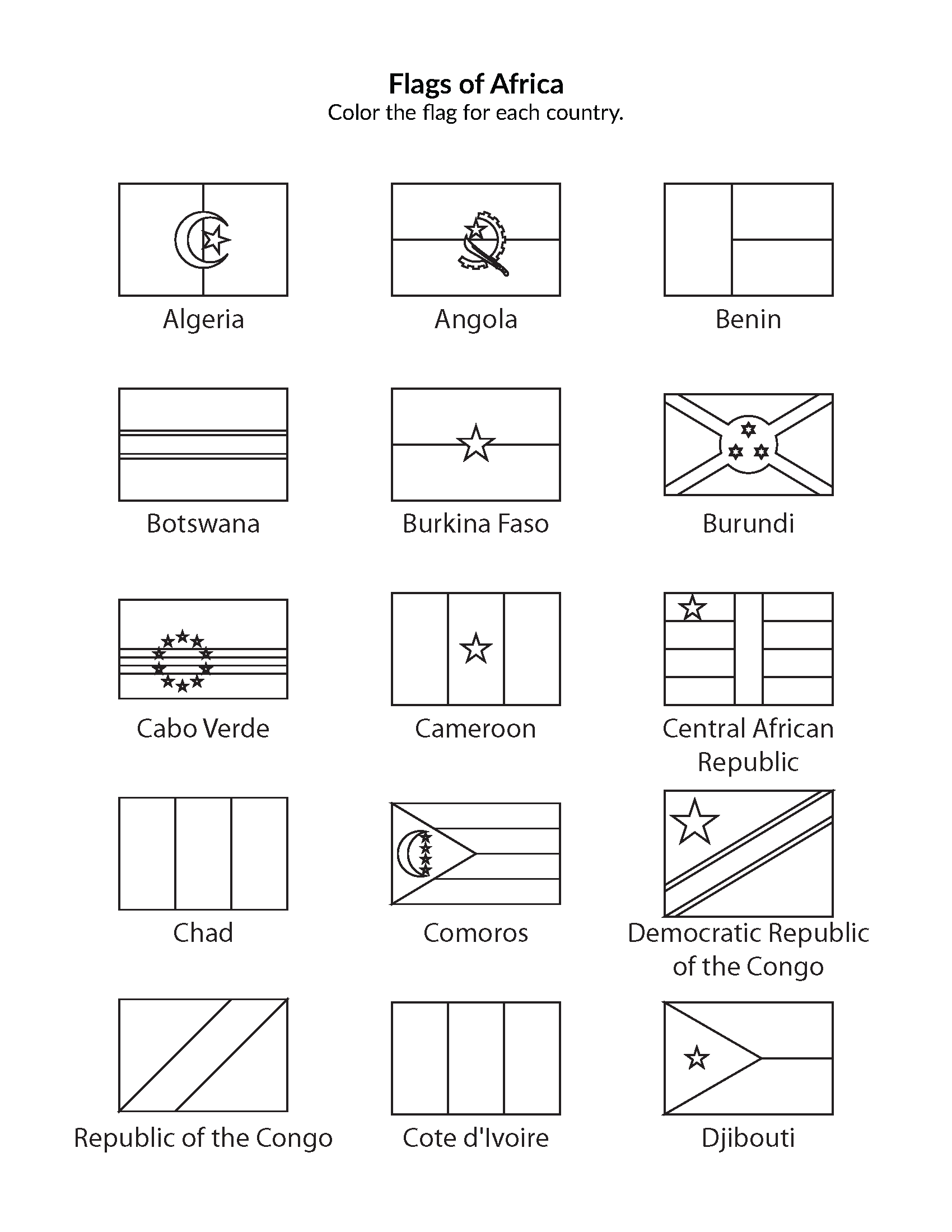 Flags of the world coloring pages