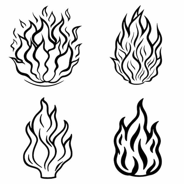 Premium vector hand drawn vector illustration of a hot fire coloring book