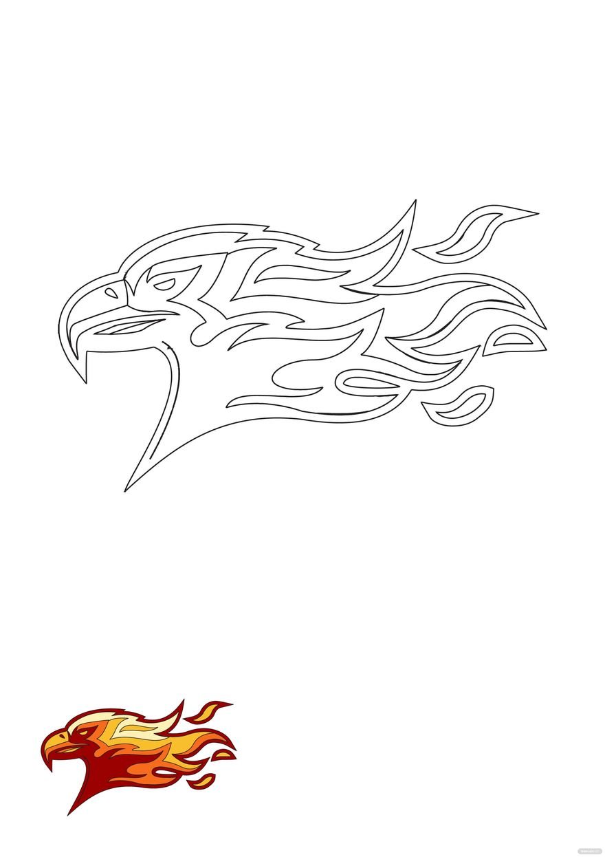 Free flame eagle coloring page