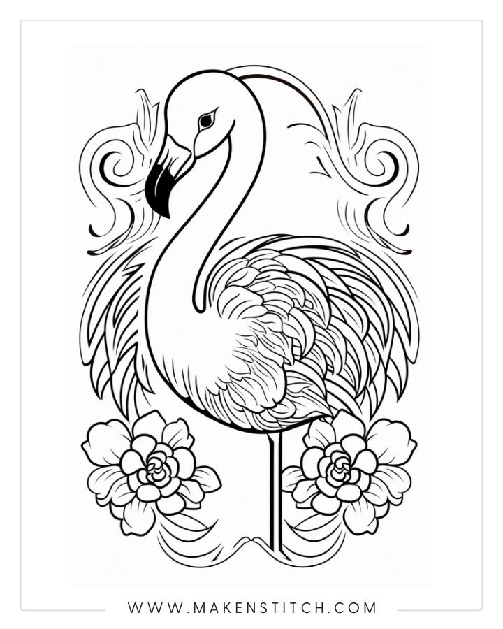 Free flamingo coloring pages for kids and adults