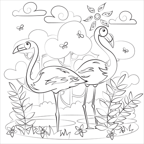 Flamingo coloring page free printable coloring pages