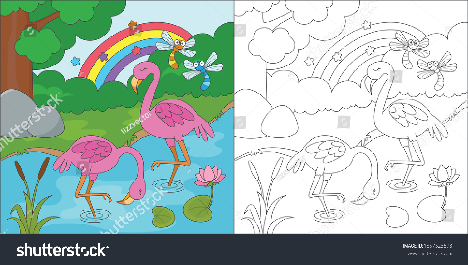 Flamingo coloring book stock photos