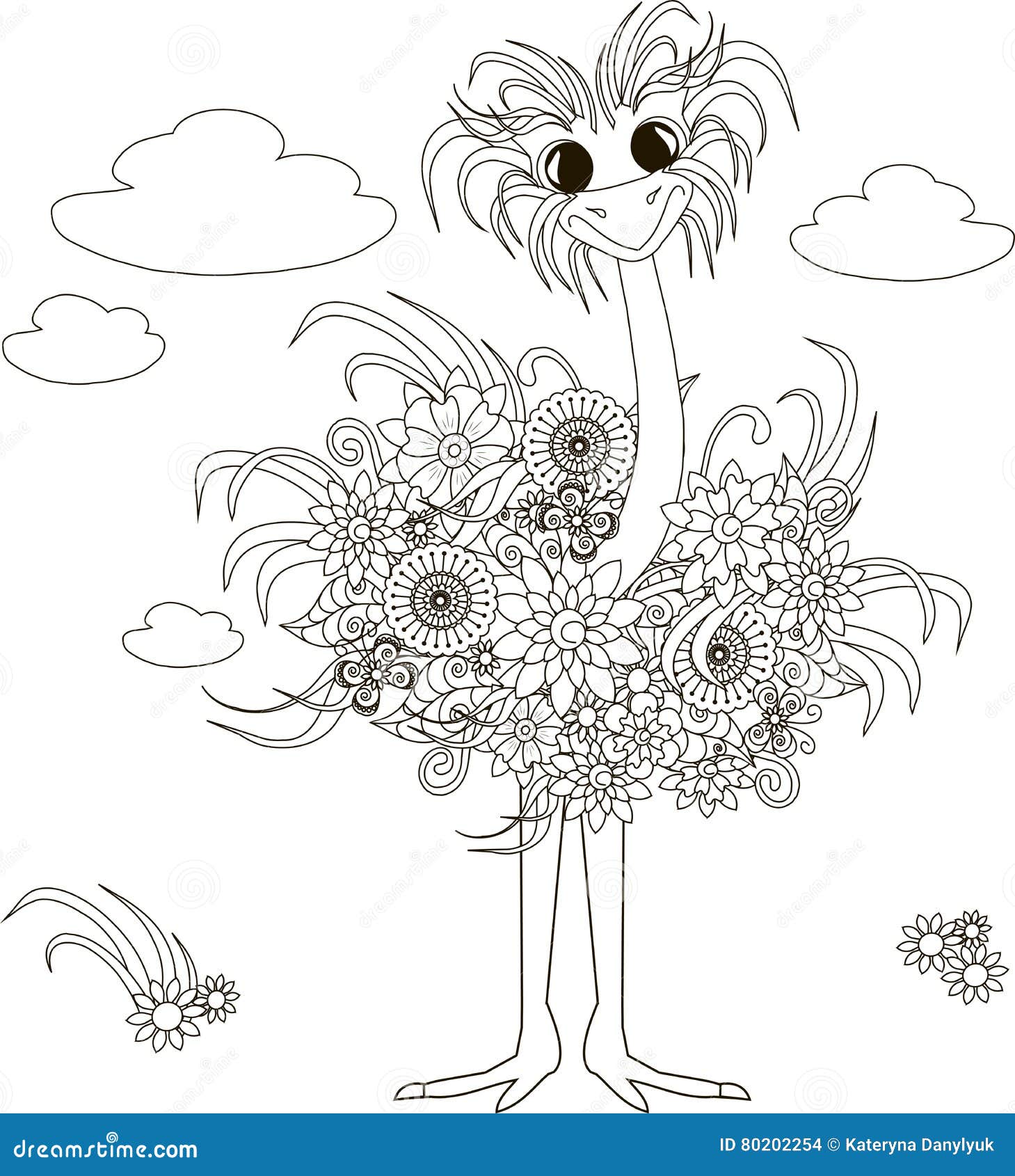 Ostrich coloring page stock illustrations â ostrich coloring page stock illustrations vectors clipart