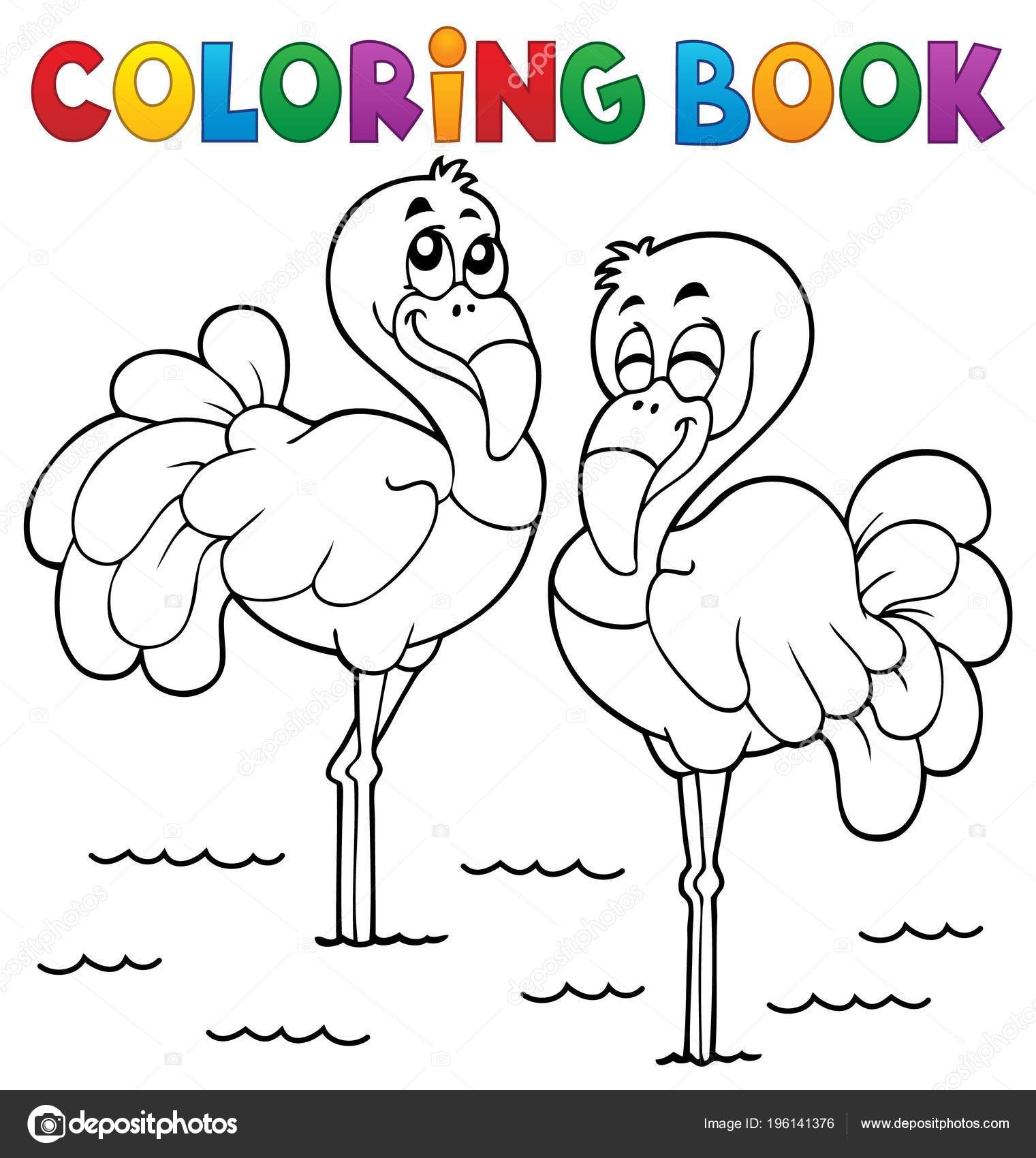 Coloring book flamingo theme eps vector illustration stock vector by clairev