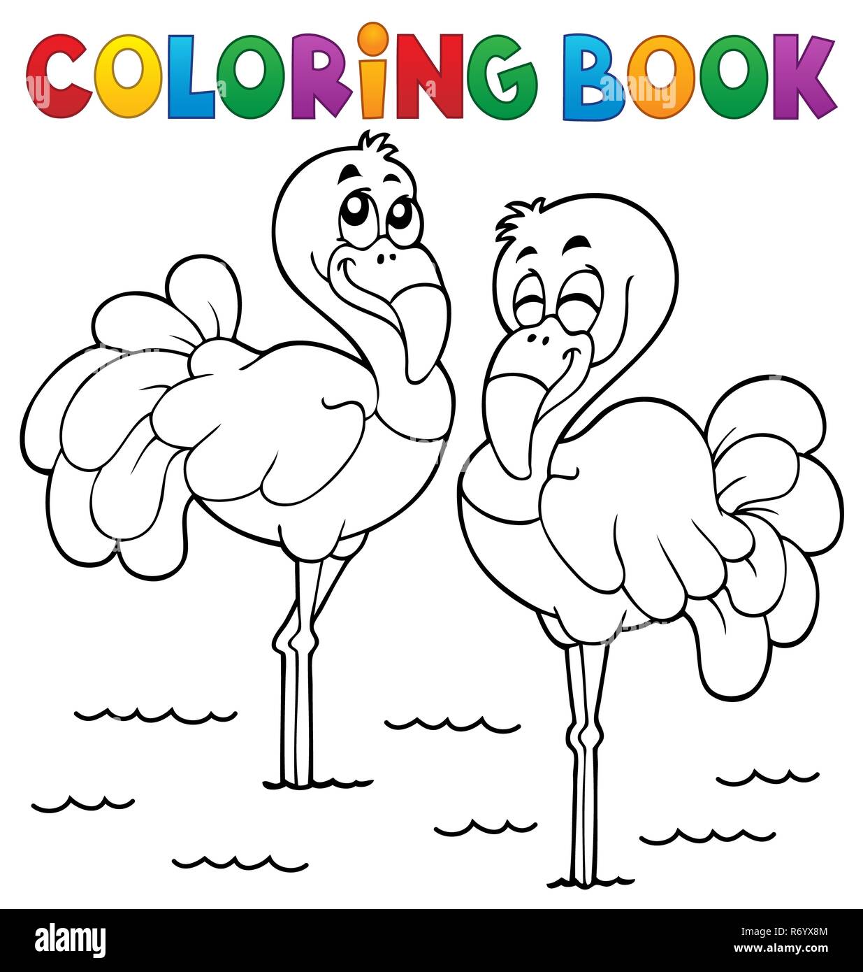 Coloring book flamingo theme stock photo