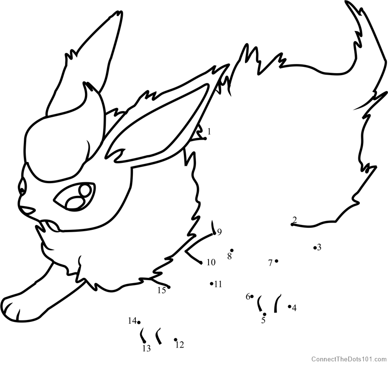 Pokemon flareon dot to dot printable worksheet