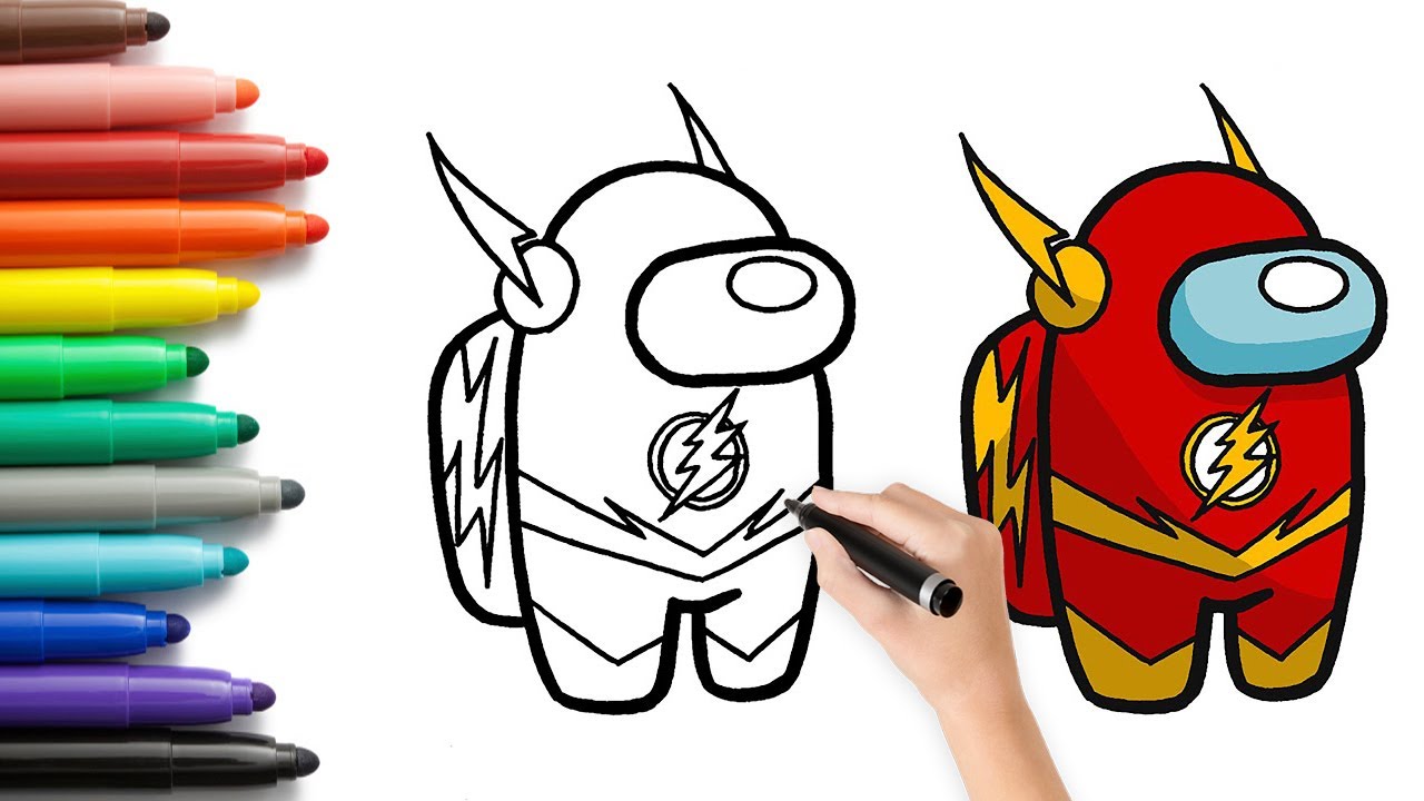 How to colour the flash in among us step by step among us drawing