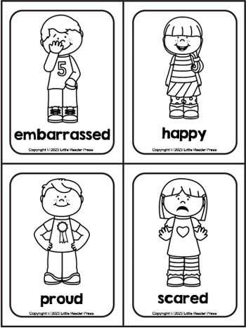 Emotions feelings bw flash cards made by teachers