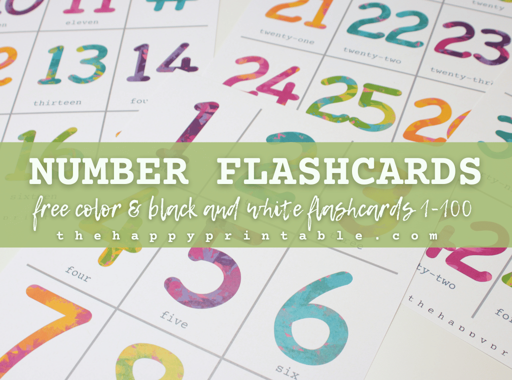 Free printable number flashcards