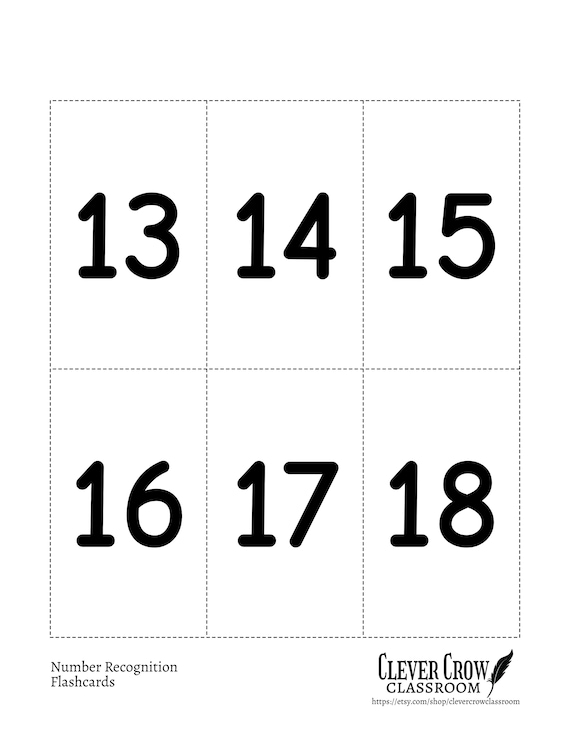 Number flash cards printable numbers