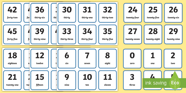 Number flashcards printable