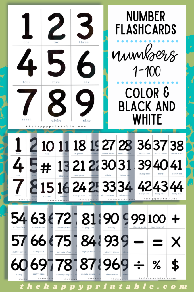 Free printable number flashcards