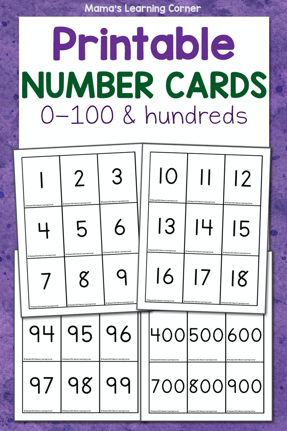 Printable number cards