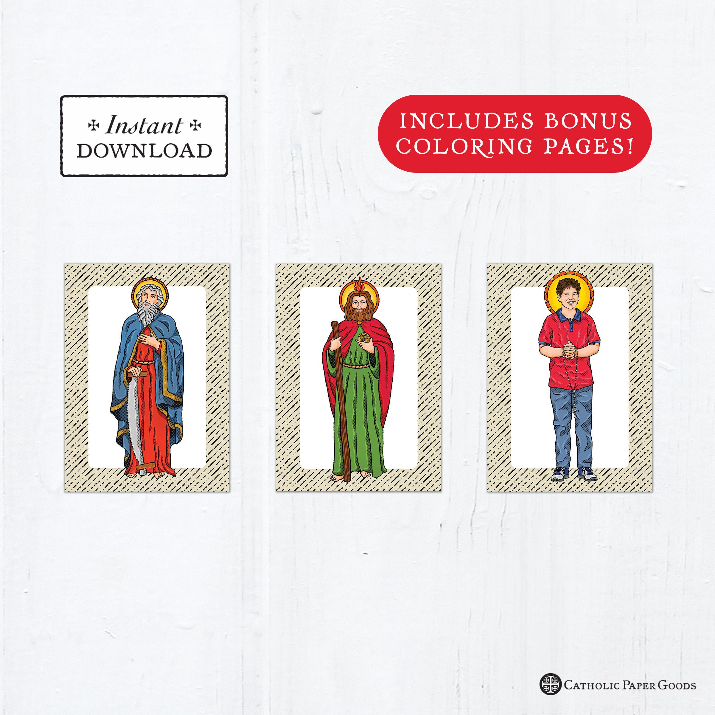 Catholic saint flash cards october set