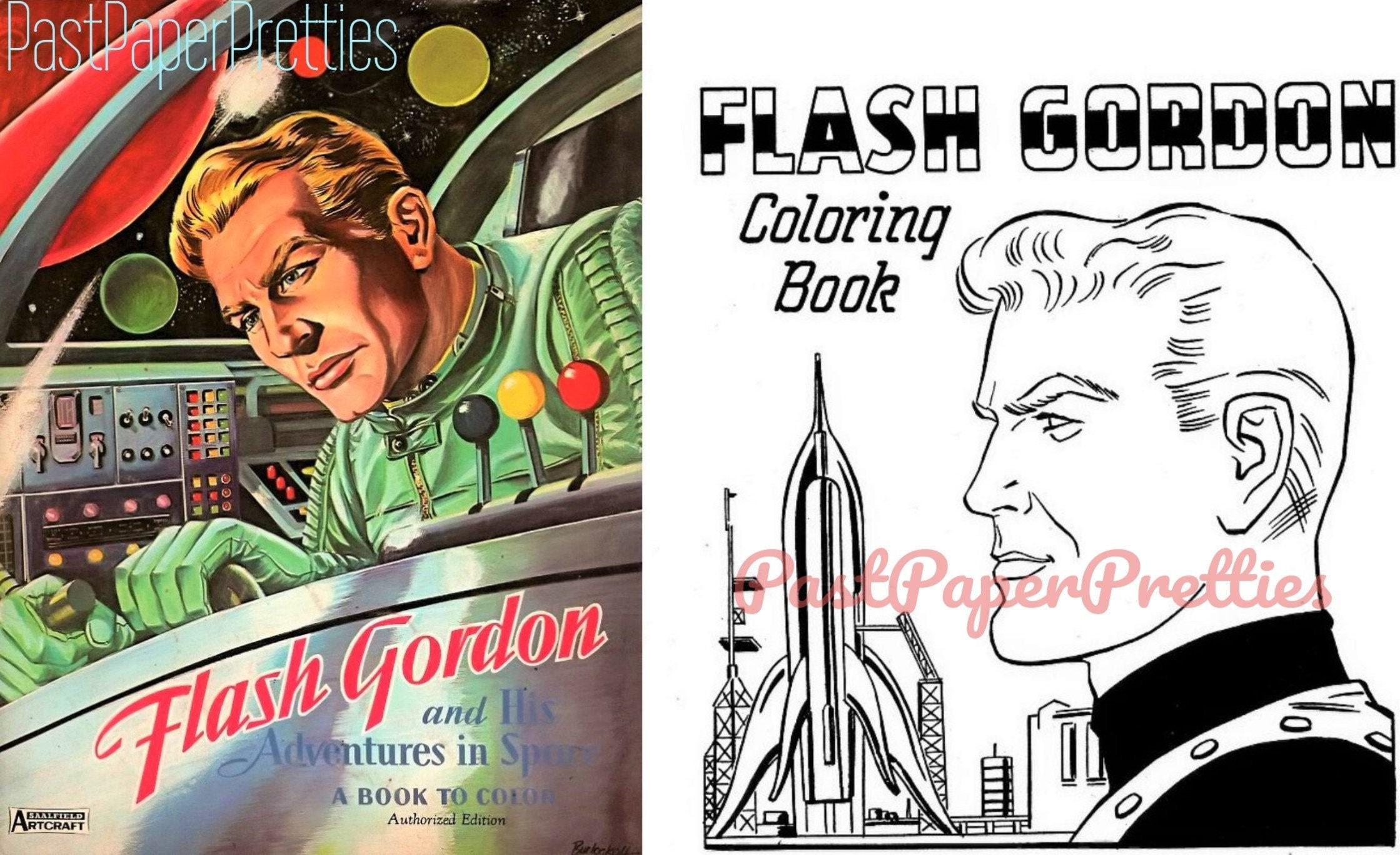 Vintage printable flash gordon coloring book pages sci fi adventures in space pdf instant digital download retro science fiction