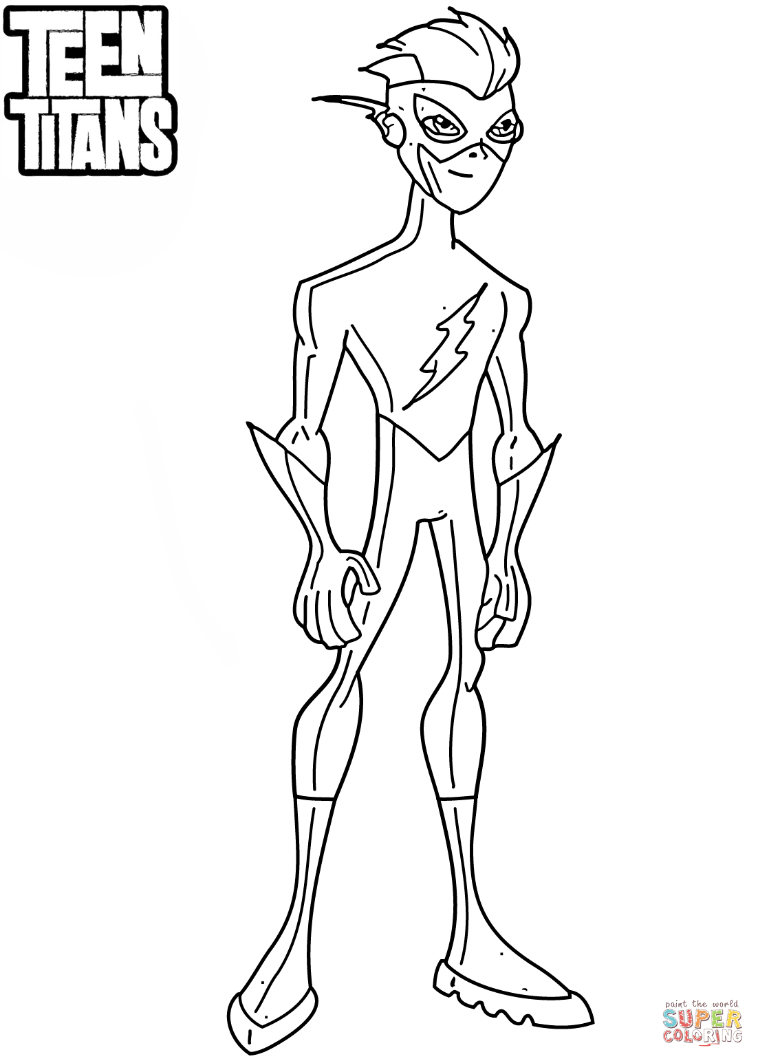 Teen titans kid flash coloring page free printable coloring pages