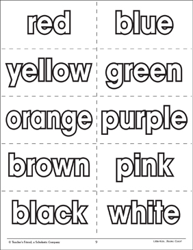 Color words flash cards printable flash cards