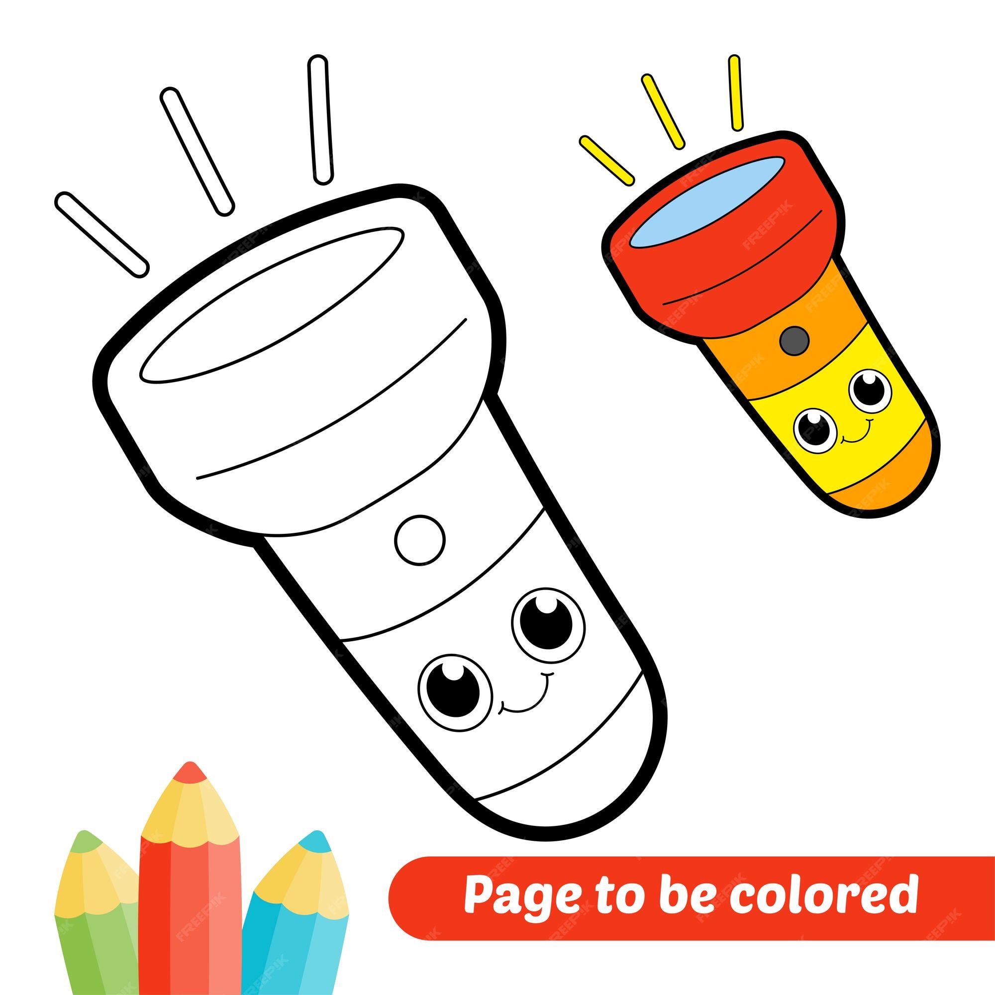 Premium vector coloring book for kids flashlight vector