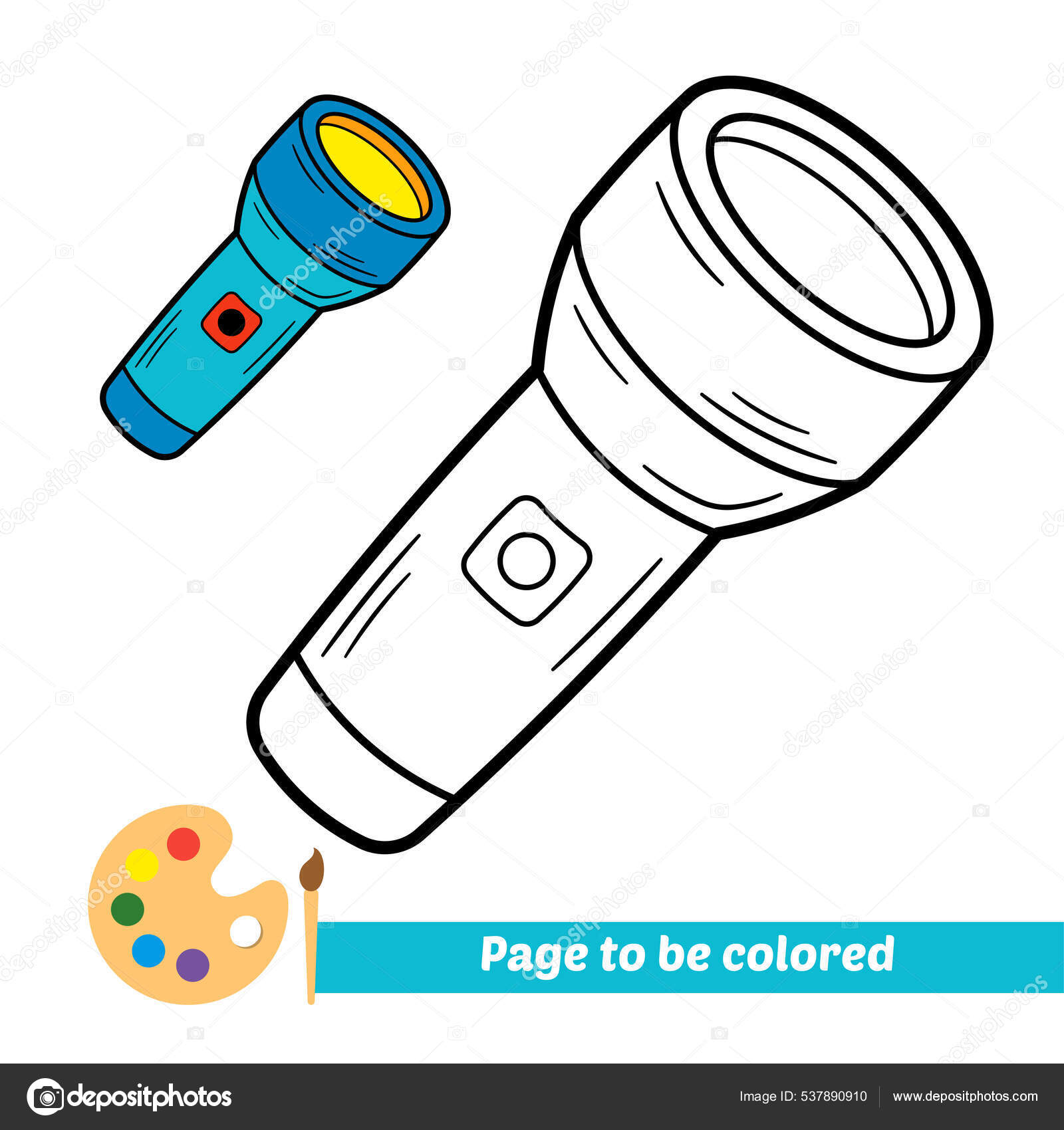 Coloring book kids flashlight vector stock vector by fuatprasgmail