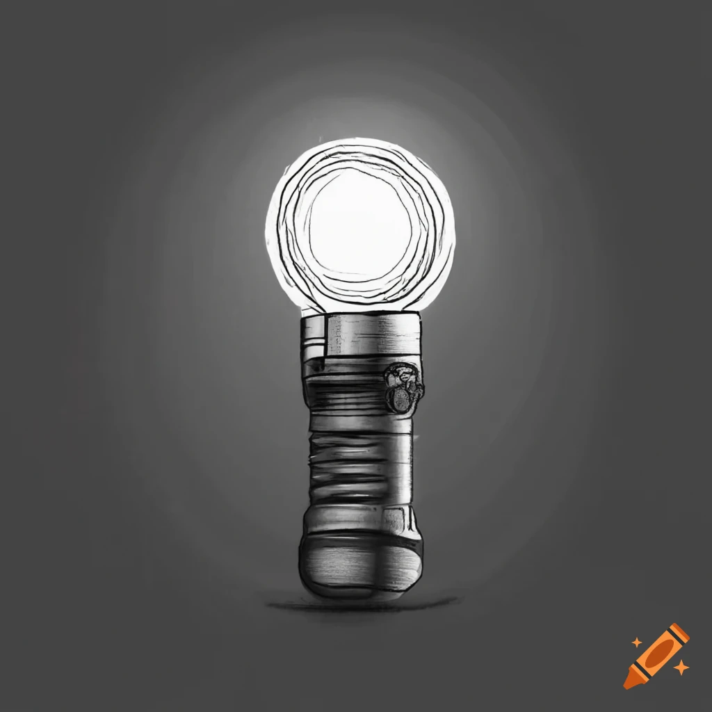 Black and white coloring page of a flashlight