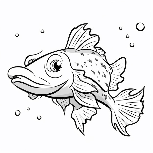 Premium ai image flathead catfish cute love cute cute coloring book kawaii line art