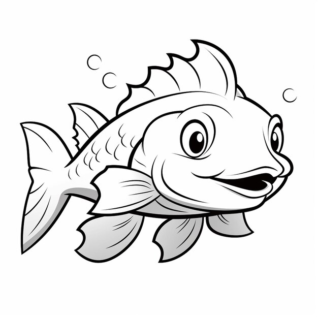 Premium ai image flathead catfish cute love hand drawn flat coloring book kawaii line art