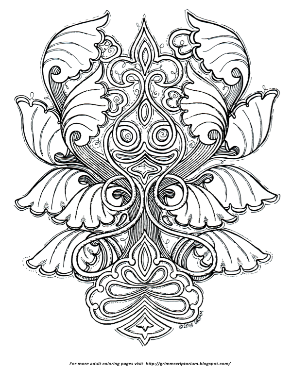 The grimm scriptorium adult coloring page acanthus and the fleur de lis