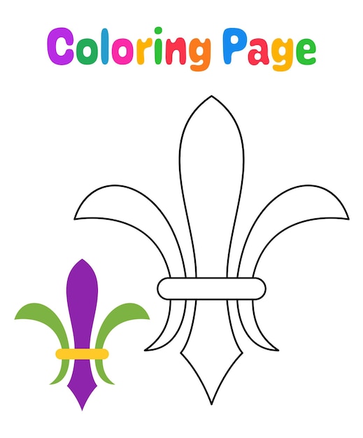 Premium vector coloring page with fleur de lis for kids