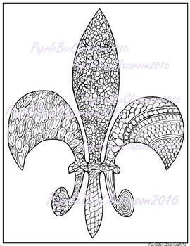 Mardi gras fleur de lis coloring page by the purple bee classroom