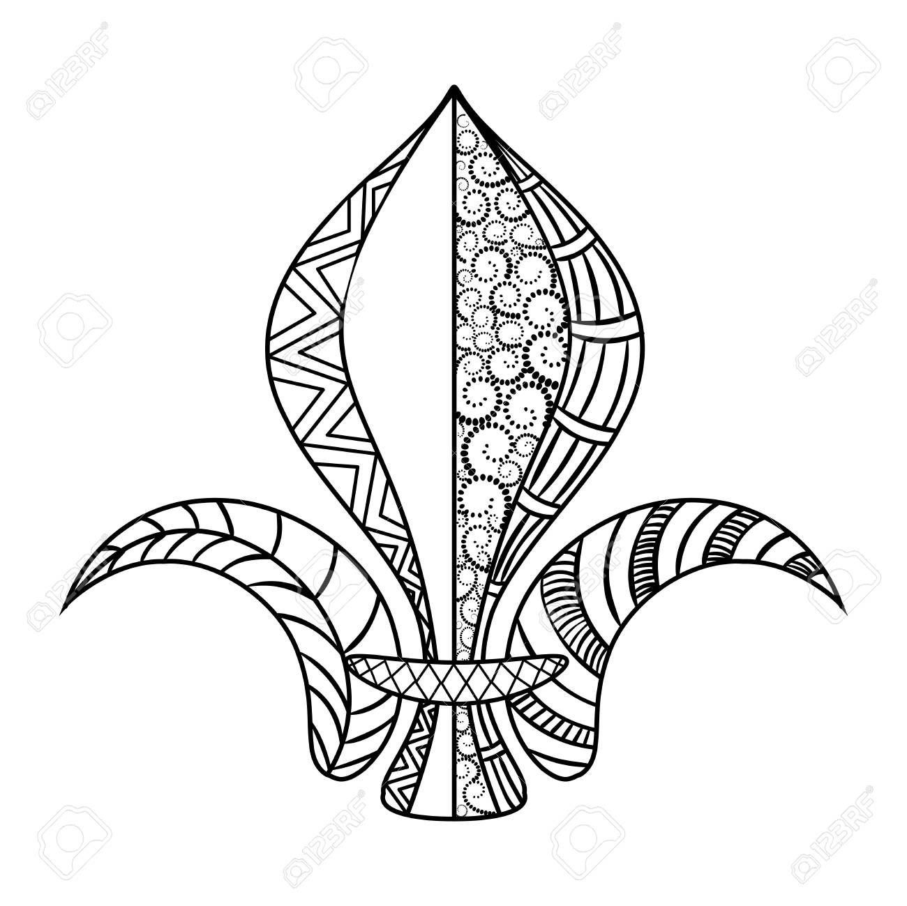 Fleur de lis mardi gras coloring page for adult coloring book vector illustration royalty free svg cliparts vectors and stock illustration image