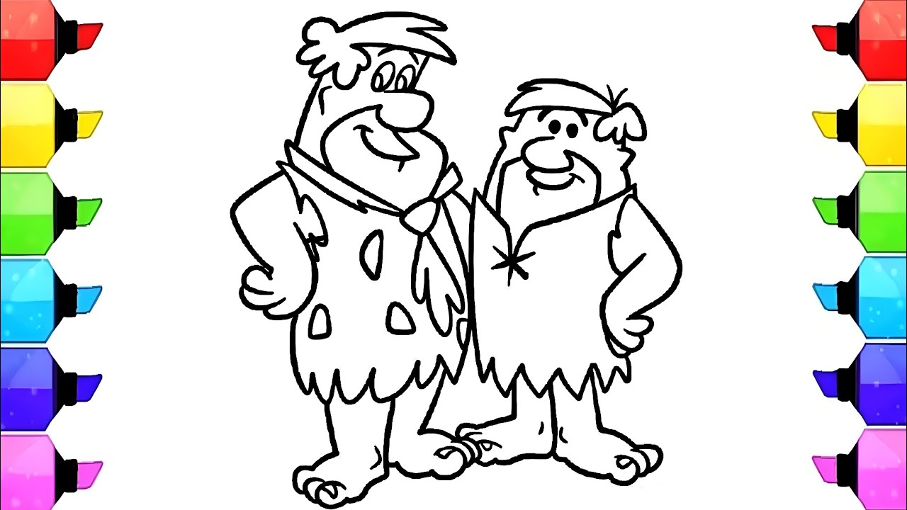 The flintstones drawing painting and coloring pages for kids toddlers lets learn easy