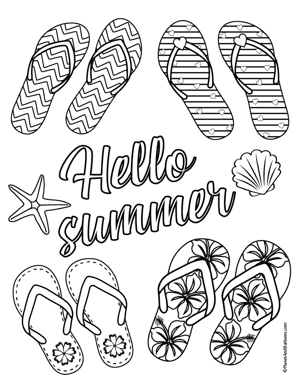 Flip flop coloring page summer coloring pages summer coloring sheets beach coloring pages