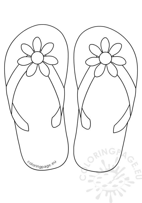 Flip flops daisy flower button coloring page